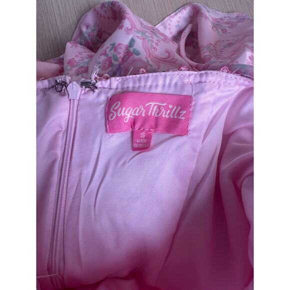 Pink Floral Victorian Dress with Zipper - Size S - Mint - Picture 5 of 5